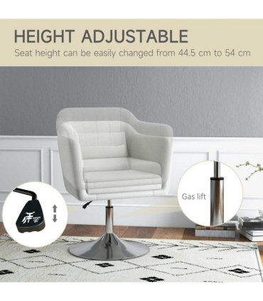 HOMCOM Stylish Retro Linen Swivel Tub Chair Steel Frame Cushion Seat Cream Whit