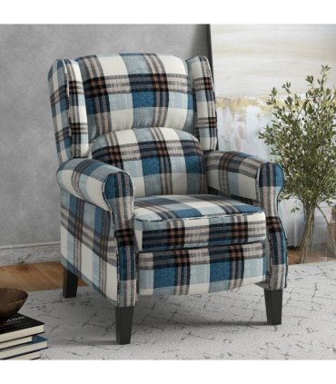 HOMCOM Recliner Chair for Living Room Wingback Chair with Padded Armrest Blue
