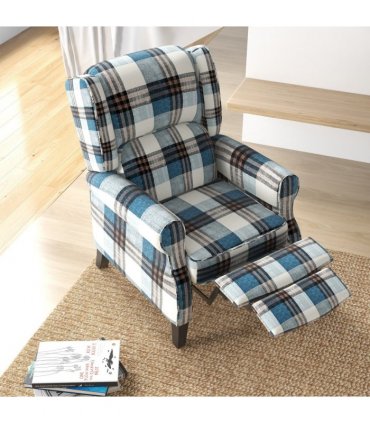HOMCOM Recliner Chair for Living Room Wingback Chair with Padded Armrest Blue