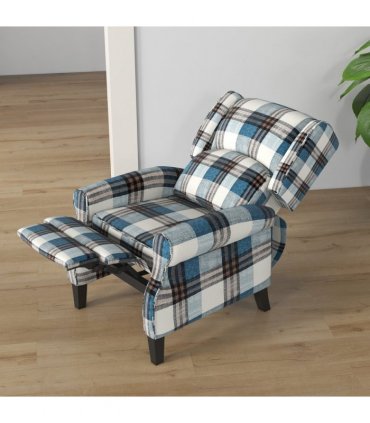 HOMCOM Recliner Chair for Living Room Wingback Chair with Padded Armrest Blue