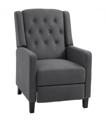 HOMCOM Button Tufted Microfibre Cloth Recliner Armchair for Living Room, Grey