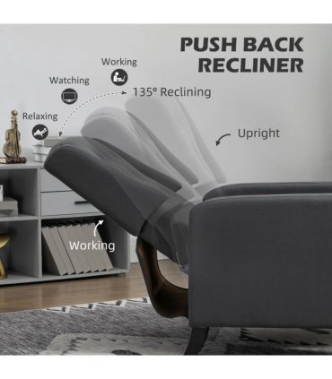 HOMCOM Button Tufted Microfibre Cloth Recliner Armchair for Living Room, Grey