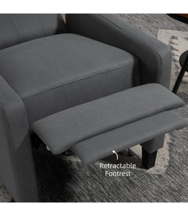 HOMCOM Button Tufted Microfibre Cloth Recliner Armchair for Living Room, Grey