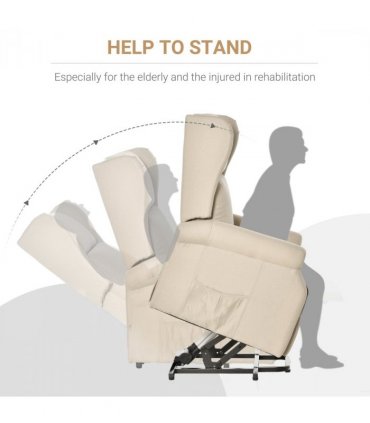 HOMCOM Power Lift Chair for the Elderly Fabric Recliner Armchair w/ Remote Beige