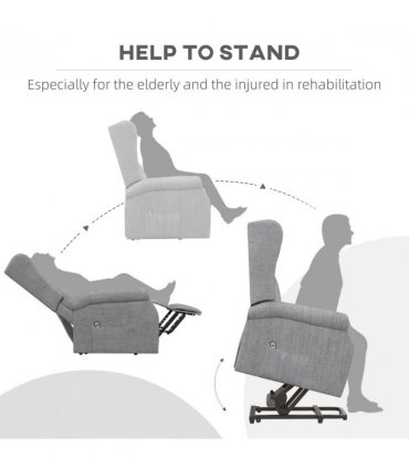 Fabric Grey 72.5L x 94W x 109H cm Power Lift Chair for Elderly Recliner Armchair