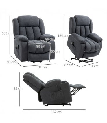 HOMCOM Heavy Duty Riser and Recliner Chair Lift Chair for the Elderly Dark Grey