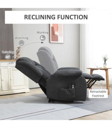HOMCOM Heavy Duty Riser and Recliner Chair Lift Chair for the Elderly Dark Grey