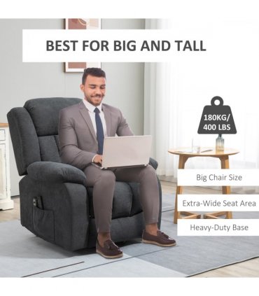 HOMCOM Heavy Duty Riser and Recliner Chair Lift Chair for the Elderly Dark Grey