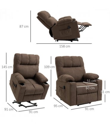 Riser and Recliner Chair Lift  Chair for Elderly   , Brown Velvet