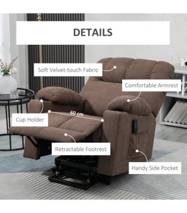 Riser and Recliner Chair Lift  Chair for Elderly   , Brown Velvet
