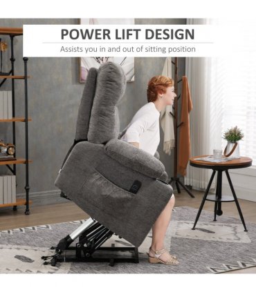 Riser and Recliner Chair Lift Chair for Elderly, Grey, 91L x 95W x 109H cm