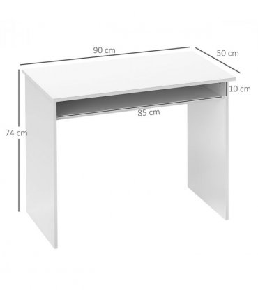 HOMCOM Computer Desk Writing Table Study Workstation Storage High Gloss White