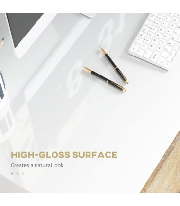 HOMCOM Computer Desk Writing Table Study Workstation Storage High Gloss White