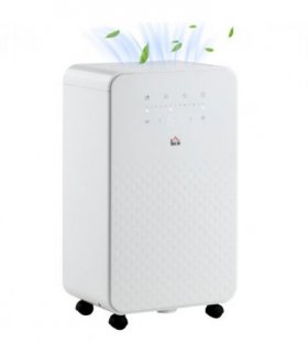 HOMCOM 10L/Day Protable Quiet Air Dehumidifier with Purifier, Timer, 5 Modes