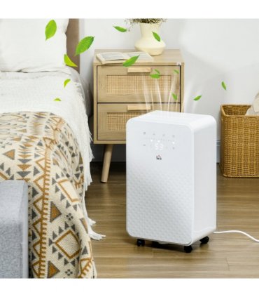 HOMCOM 10L/Day Protable Quiet Air Dehumidifier with Purifier, Timer, 5 Modes