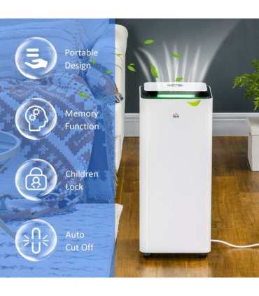 HOMCOM 16L/Day Protable Quiet Air Dehumidifier with Purifier, Timer, 5 Modes