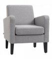 HOMCOM Modern Armchair Accent Chair with Rubber Wood Legs for Bedroom Light Grey