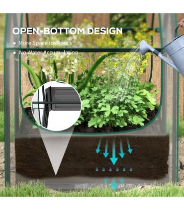 Outsunny Raised Garden Bed Planter Box with Greenhouse, Clear and Dark Grey