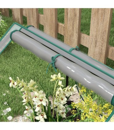 Outsunny Raised Garden Bed Planter Box with Greenhouse, Clear and Dark Grey
