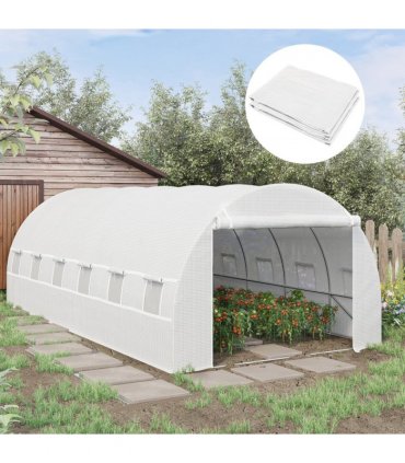 Outsunny 6x3x2m Greenhouse Replacement Cover ONLY for Tunnel Greenhouse White