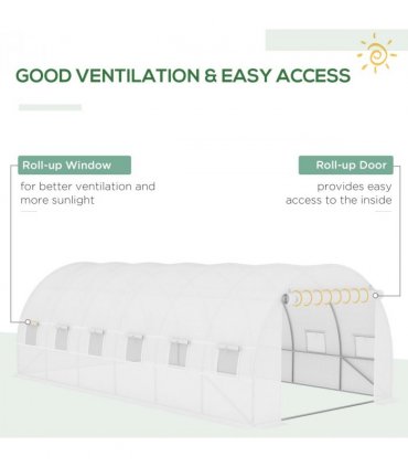 Outsunny 6x3x2m Greenhouse Replacement Cover ONLY for Tunnel Greenhouse White