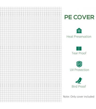 Outsunny 6x3x2m Greenhouse Replacement Cover ONLY for Tunnel Greenhouse White