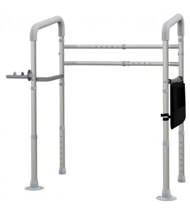 HOMCOM Adjustable Toilet Safety Frame with Additional Rubber Tips Storage