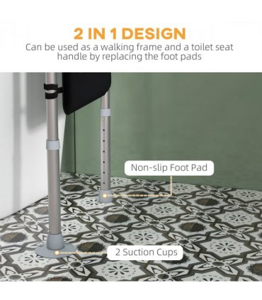 HOMCOM Adjustable Toilet Safety Frame with Additional Rubber Tips Storage
