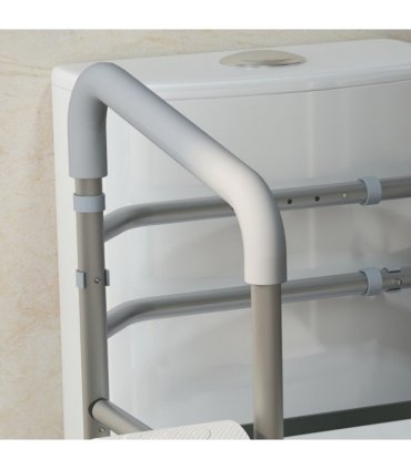 HOMCOM Adjustable Toilet Safety Frame with Additional Rubber Tips Storage