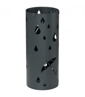 Umbrella Stand Dark Grey Galvanised Steel 17L x 17W x 41H cm Holds 2 Umbrellas