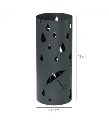 Umbrella Stand Dark Grey Galvanised Steel 17L x 17W x 41H cm Holds 2 Umbrellas