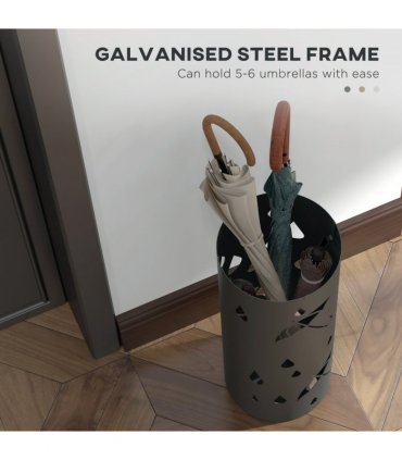 Umbrella Stand Dark Grey Galvanised Steel 17L x 17W x 41H cm Holds 2 Umbrellas
