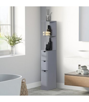 HOMCOM Tall Bathroom Cabinet, Bathroom Storage Cabinet W/ Shelf, Drawers, Grey
