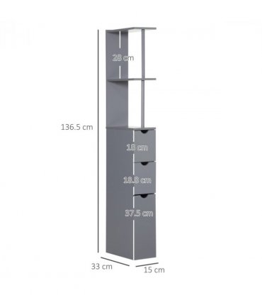 HOMCOM Tall Bathroom Cabinet, Bathroom Storage Cabinet W/ Shelf, Drawers, Grey
