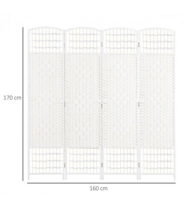 HOMCOM 4 Panel Folding Room Divider, 170cm Freestanding Privacy Screen, White