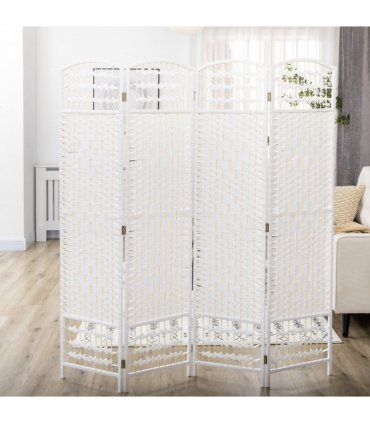 HOMCOM 4 Panel Folding Room Divider, 170cm Freestanding Privacy Screen, White