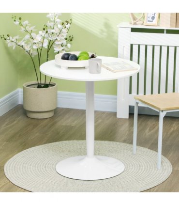 HOMCOM Round Dining Table with Steel Base, Non-slip Pad for Living Room