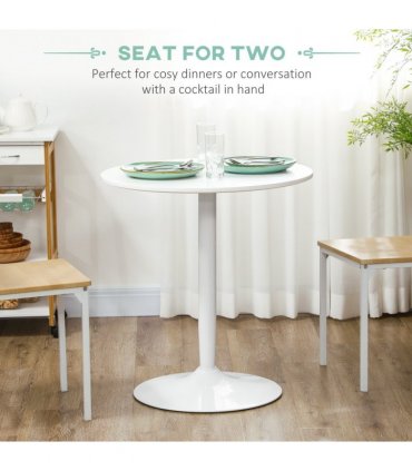 HOMCOM Round Dining Table with Steel Base, Non-slip Pad for Living Room