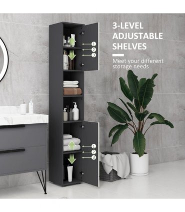 kleankin Tall Bathroom Storage Cabinet, Slim Bathroom Cabinet with Soft Close