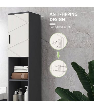 kleankin Tall Bathroom Storage Cabinet, Slim Bathroom Cabinet with Soft Close