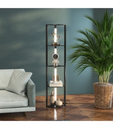 Floor Lamp Black HOMCOM Corner Floor Lamp with Dimmable Warm White LED Light