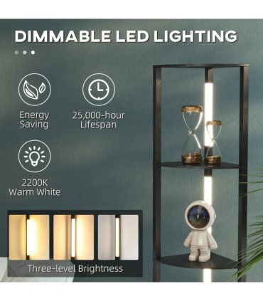 Floor Lamp Black HOMCOM Corner Floor Lamp with Dimmable Warm White LED Light