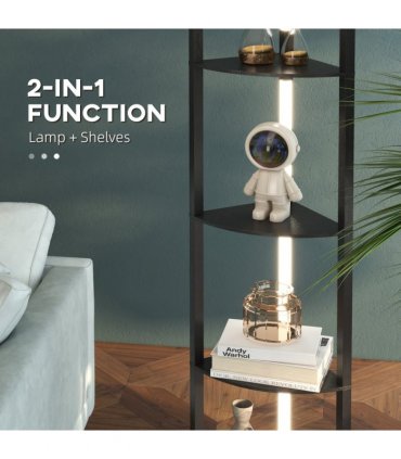 Floor Lamp Black HOMCOM Corner Floor Lamp with Dimmable Warm White LED Light
