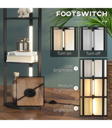 Floor Lamp Black HOMCOM Corner Floor Lamp with Dimmable Warm White LED Light
