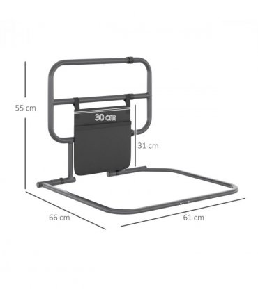 HOMCOM Folding Bed Rail for Elderly Safety Bed Assist Bar w/ Pocket for Adults