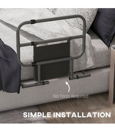 HOMCOM Folding Bed Rail for Elderly Safety Bed Assist Bar w/ Pocket for Adults