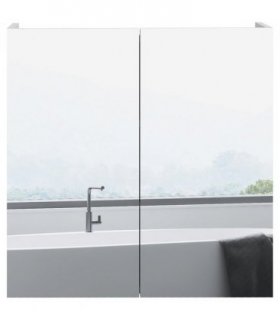 Wall Mounted Bathroom Storage Cupboard, White, High Gloss, 60L x 15W x 60H cm