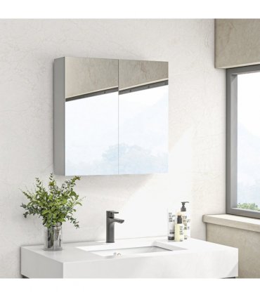Wall Mounted Bathroom Storage Cupboard, White, High Gloss, 60L x 15W x 60H cm