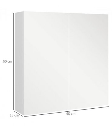 Wall Mounted Bathroom Storage Cupboard, White, High Gloss, 60L x 15W x 60H cm