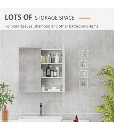 Wall Mounted Bathroom Storage Cupboard, White, High Gloss, 60L x 15W x 60H cm